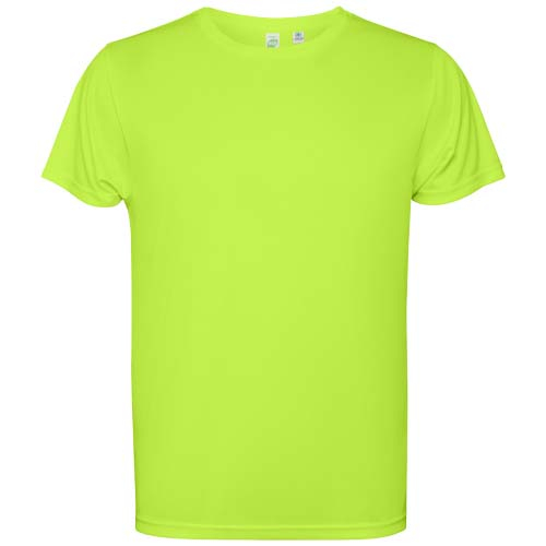 T-shirt enfant publicitaire à manches courtes en polyester recyclé Estoril vert fluo